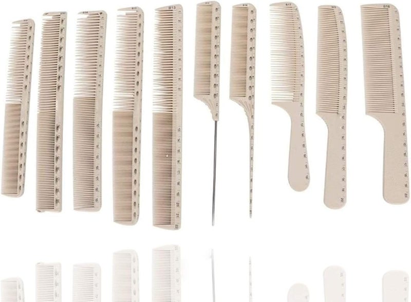 woobles Hair Cutting Combs, 10pcs Professional Anti-static Heat Resistant Hairdressing Comb Barber Hair Styling Comb With Measure Scale For Salon Or Personal Use(1#) - Image 1
